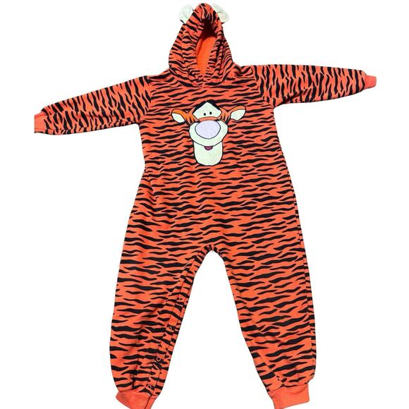 Vintage Winnie The Pooh Tigger All Over Print Romper Costume Hooded Ears 4T/5T - Picture 1 of 6